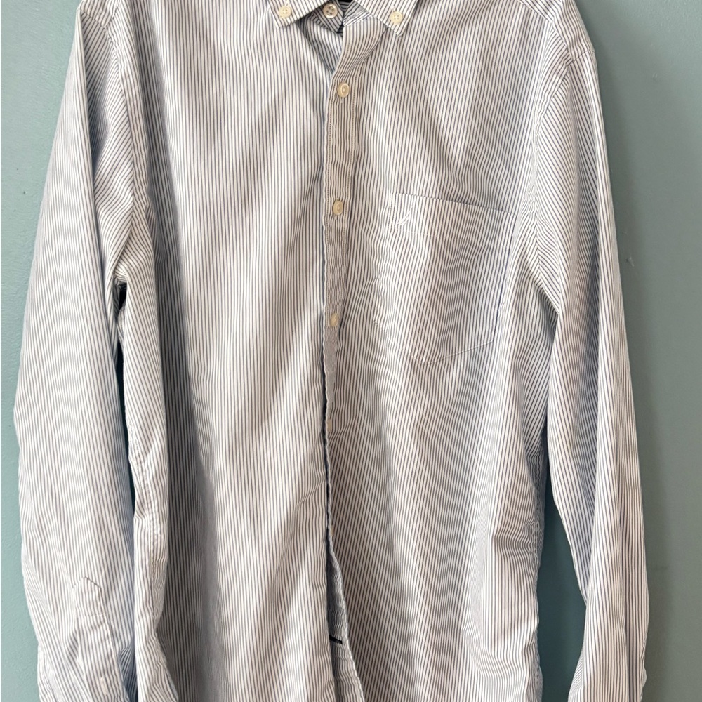 Nautica Blue and White Casual Button Down Shirt